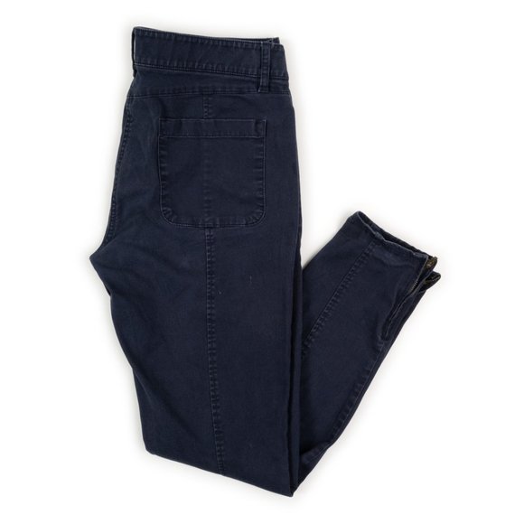 Ann Taylor LOFT navy tapered leg crop pant w/ zippered ankles size 6 - Picture 7 of 9